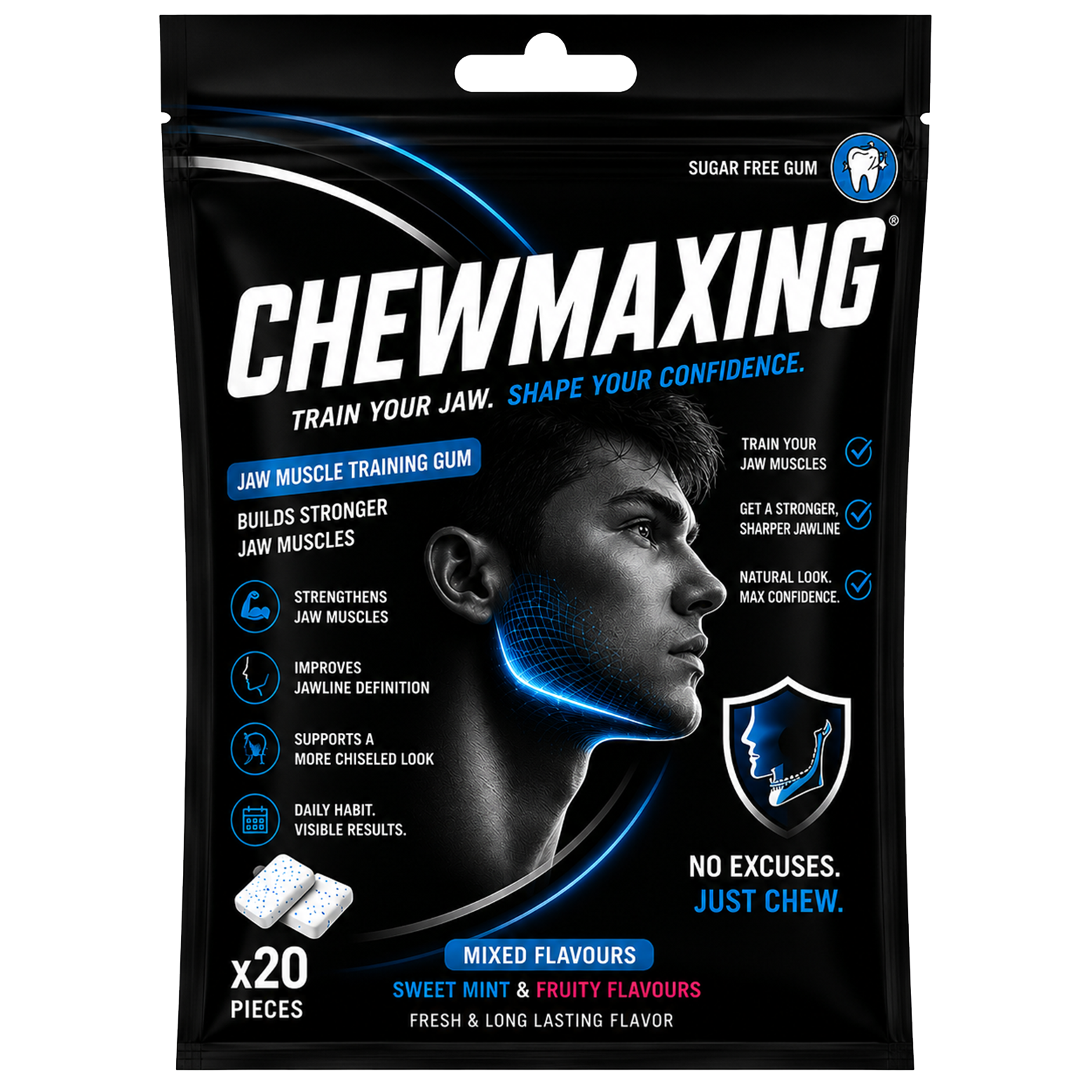 Chewmaxing förpackning — tuggummi för käkträning